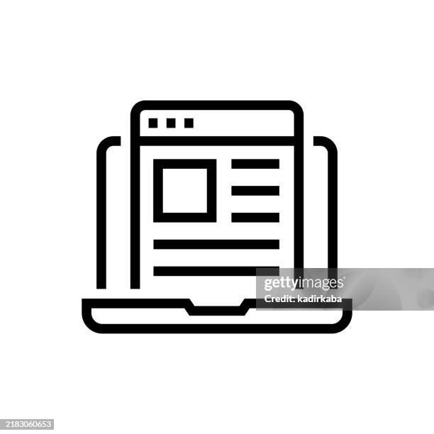 ilustraciones, imágenes clip art, dibujos animados e iconos de stock de icono de línea de contenido del sitio web. - página de inicio