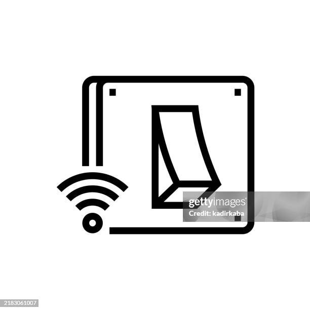 ilustraciones, imágenes clip art, dibujos animados e iconos de stock de icono de línea de toma de corriente hogar inteligente y domótica. - templates power point