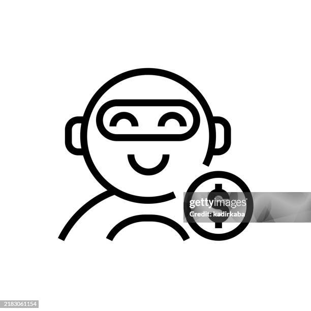 robo financial advisor line icon. - service robot stock illustrations