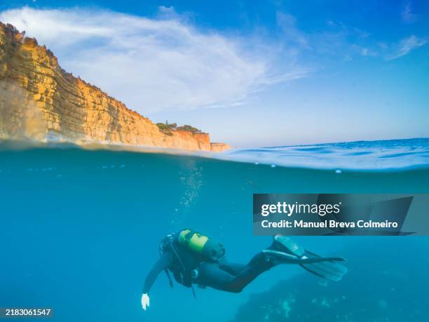 scuba diving in algarve - mergulho autónomo imagens e fotografias de stock