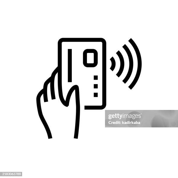 contactless payment and qr code payment line icon. - barcode scanner stock illustrations