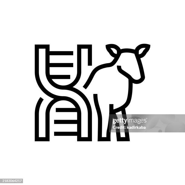 genetically modified animal line icon. cloned sheep, dna, biotechnology, genetic modification, science. - genetically modified animals stock illustrations