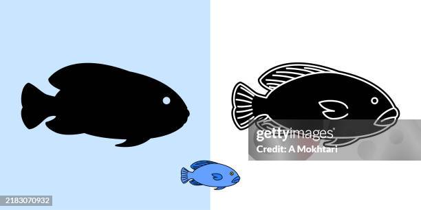 greater amberjack fish icon. - greater stock illustrations