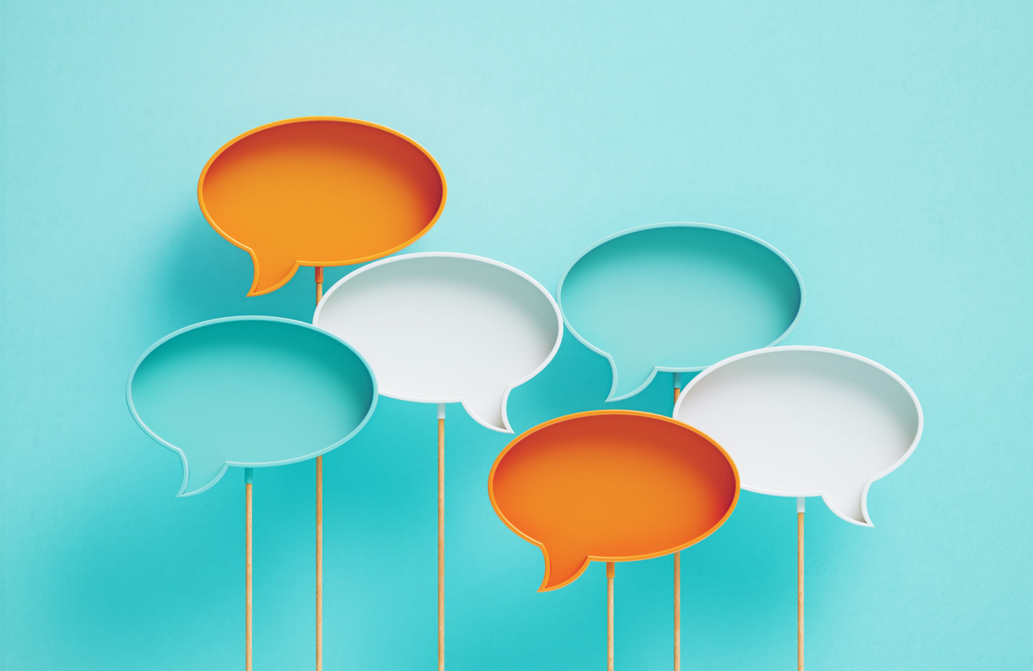 Colorful Speech Bubbles On Blue Background Colorful Speech Bubbles On Blue Background