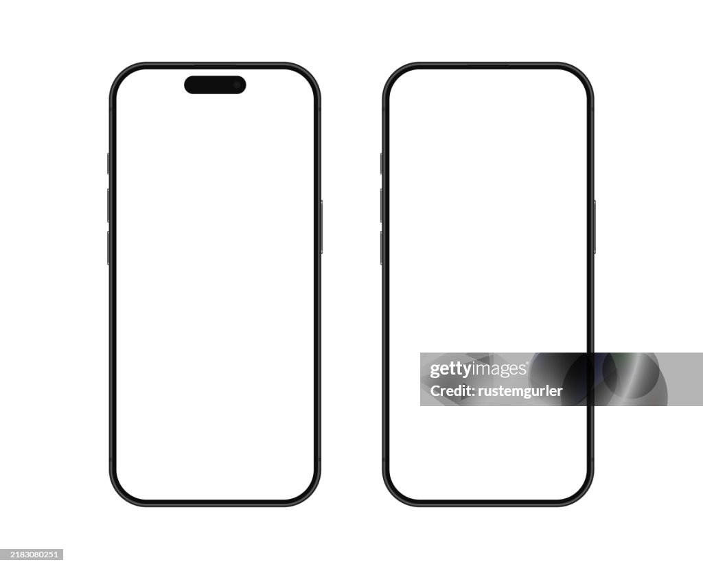 Maquete de vetor de smartphone de tela em branco no fundo branco