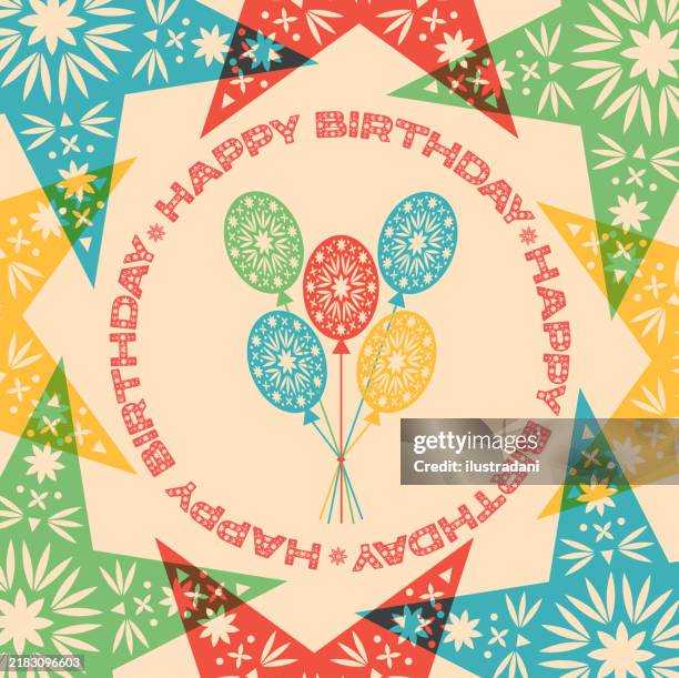 stockillustraties, clipart, cartoons en iconen met happy birthday beautiful template in cutout style - verjaardagskaart