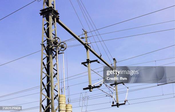 railway catenary - train intersection stock pictures, royalty-free photos & images