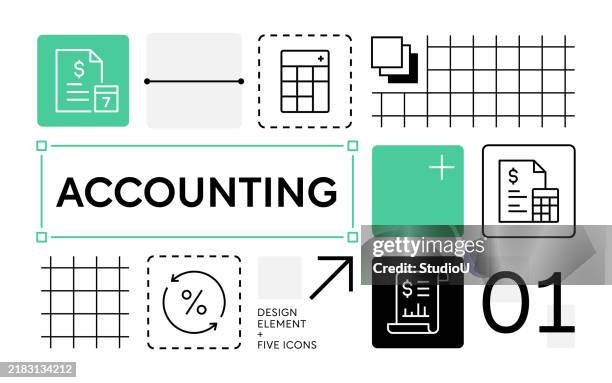 accounting design template with financial icons - spreadsheet stock illustrations