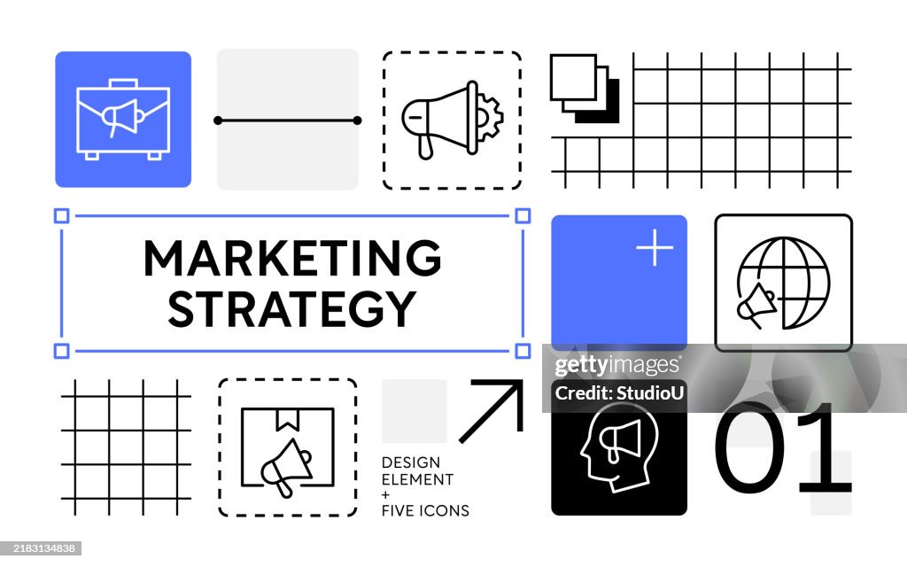Marketing Strategy Icons and Visual Infographic