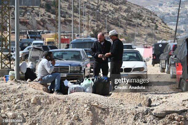View of Masnaa Border Crossing as Lebanese trying to enter Syria by crossing the main road on foot in Massna, Lebanon on November 9, 2024. Israel...