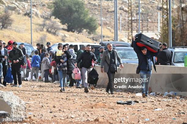 View of Masnaa Border Crossing as Lebanese trying to enter Syria by crossing the main road on foot in Massna, Lebanon on November 9, 2024. Israel...
