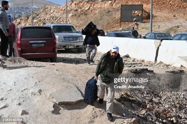 View of Masnaa Border Crossing as Lebanese trying to enter Syria by crossing the main road on foot in Massna, Lebanon on November 9, 2024. Israel...