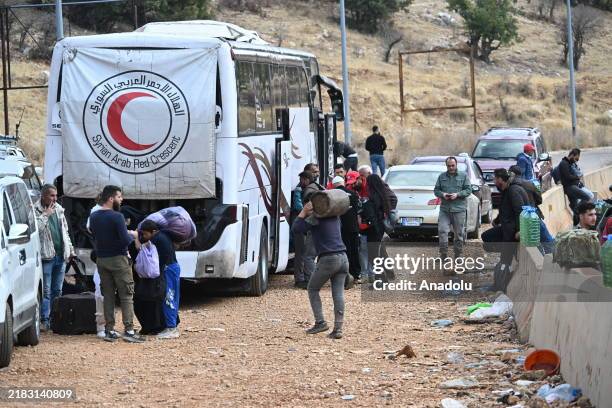View of Masnaa Border Crossing as Lebanese trying to enter Syria by crossing the main road on foot in Massna, Lebanon on November 9, 2024. Israel...