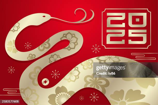 new year 2025, year of the snake, 2025 vector illustration - chinese zodiac sign stock illustrations