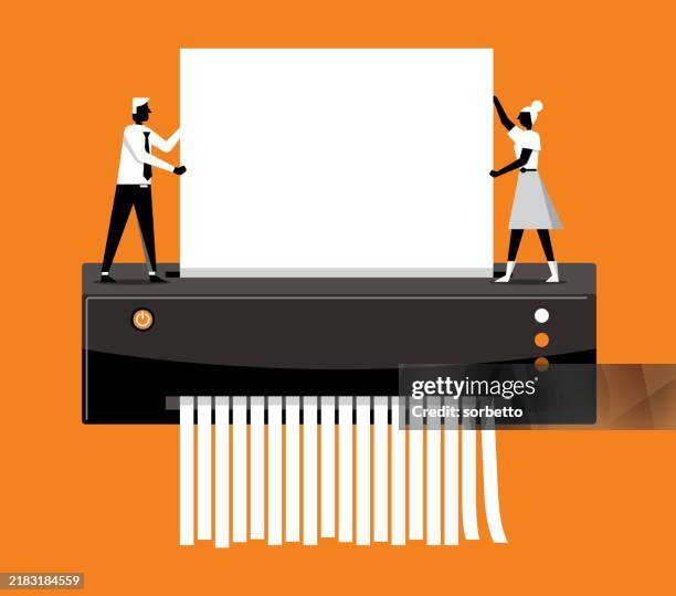 shredding documents - shredded stock illustrations