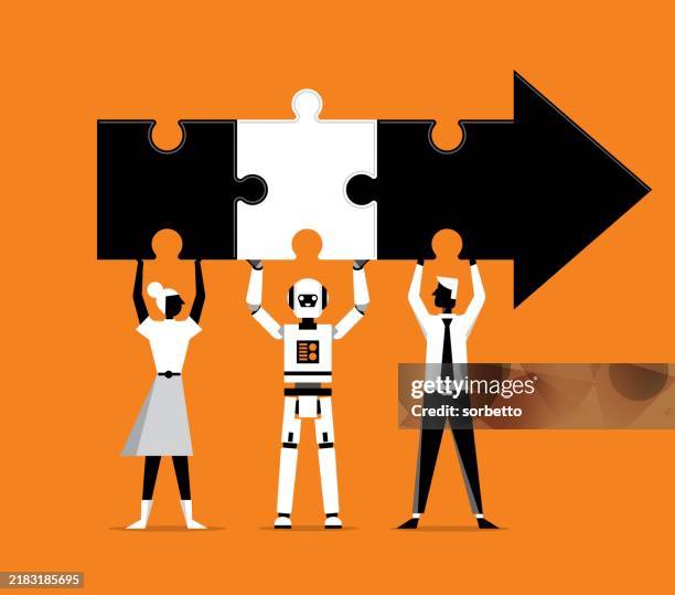 team work - directio - toy robot stock illustrations