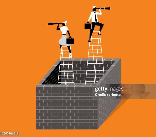 thinking outside the box - uncertainty graph stock illustrations