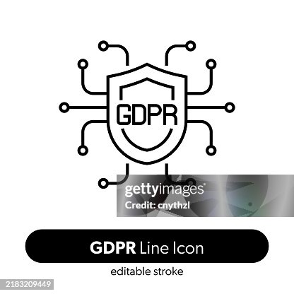 GDPR Line Icon. Editable Stroke Vector Icon. GDPR Line Icon. Editable Stroke Vector Icon.