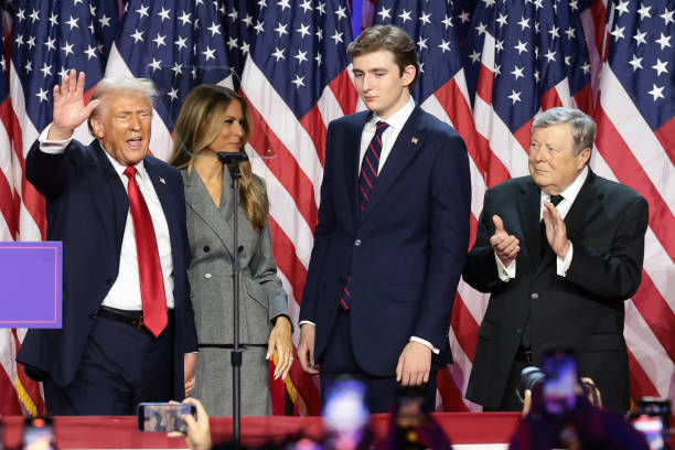 Republican presidential nominee, former U.S. President Donald Trump waves to supporters during an election night event at the Palm Beach Convention...