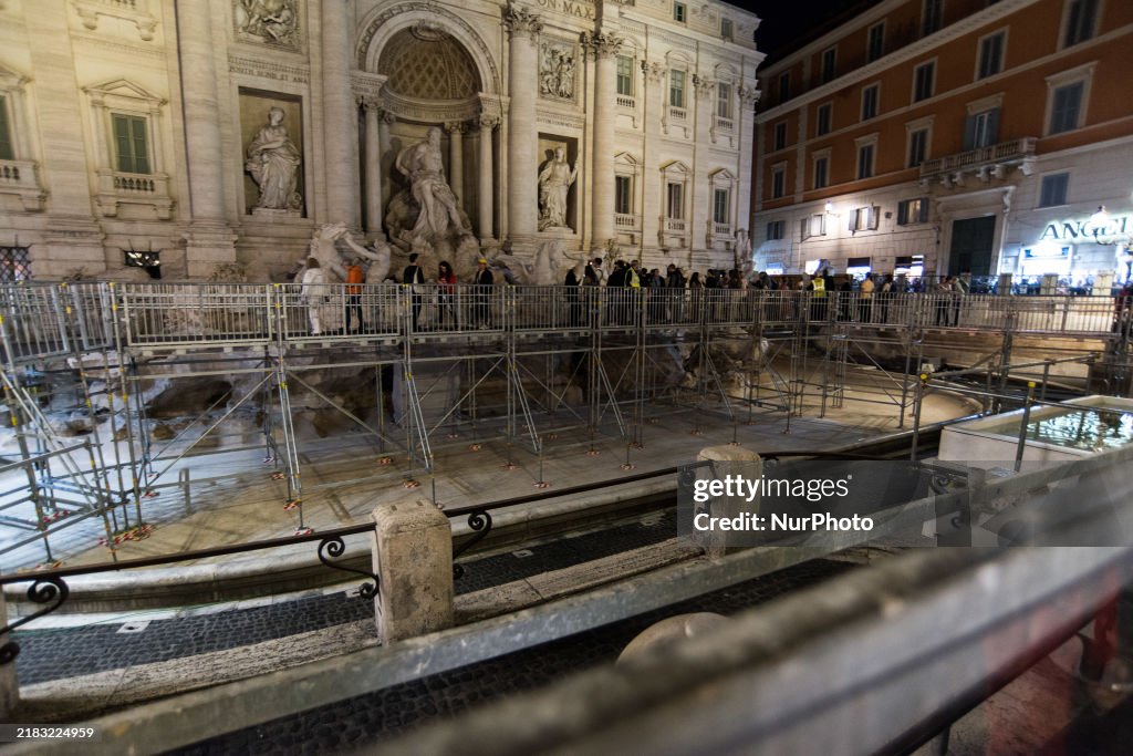 The Walkway To Visit The Trevi Fountain During Renovations, In Rome