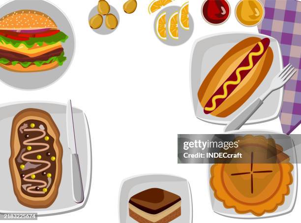 american food - puff pastry stock illustrations