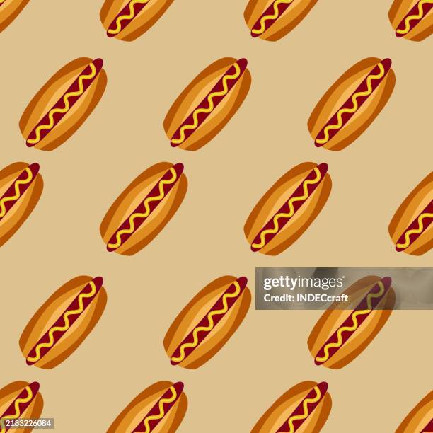 hotdog seamless pattern - eating bread stock illustrations