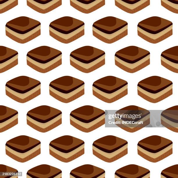 nanaimo bar seamless pattern - nanaimo stock illustrations