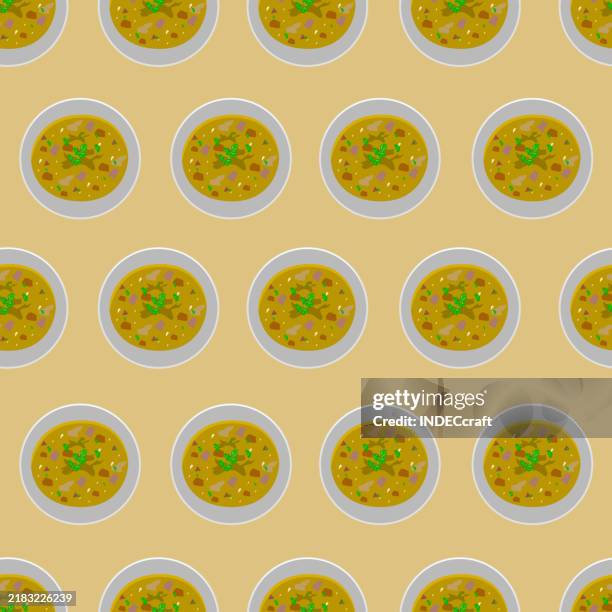 yellow peas soup seamless pattern - split pea soup stock illustrations