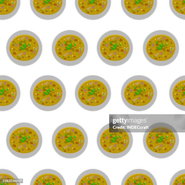 yellow peas soup seamless pattern - split pea soup stock illustrations