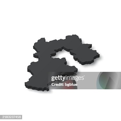 Hebei - 3D black map on white background Hebei - 3D black map on white background