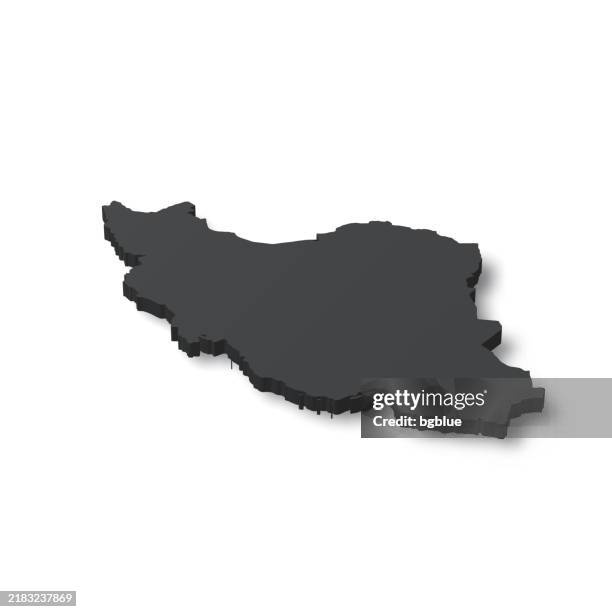 iran - 3d black map on white background - tehran stock illustrations