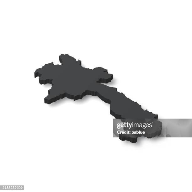 laos - 3d black map on white background - vientiane stock illustrations