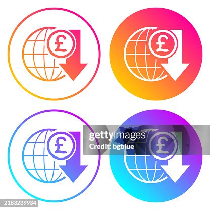 Pound rate decrease. Round icons with color gradients Pound rate decrease. Round icons with color gradients