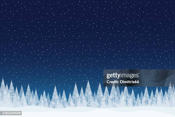 ilustrações de stock, clip art, desenhos animados e ícones de winter tranquil scene. christmas card template with empty space for your message - cartão de ano novo