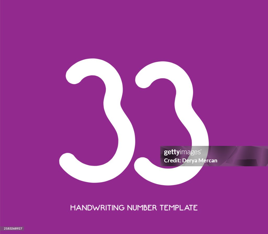 33 Numbers Rewrite Number 33 Anniversary Number Vector Illustration Handwriting Number ...