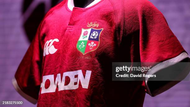 The new Lions jersey for the 2025 Lions tour of Australia is unveiled during the British & Irish Lions kit launch at Flannels Store Oxford Street on...