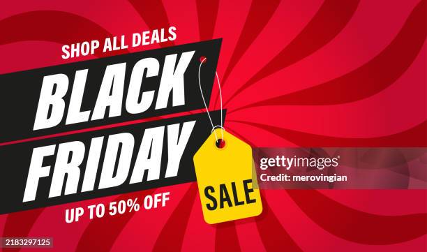 illustrazioni stock, clip art, cartoni animati e icone di tendenza di design del layout banner di vendita del black friday - black friday
