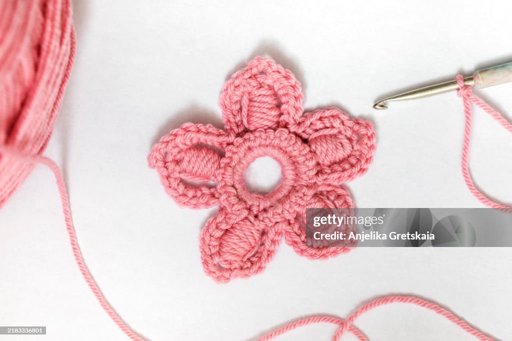 Irish lace element: flower, handmade crochet.