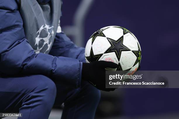 Ball boy hold an official Adidas match ball during the UEFA Champions League 2024/25 League Phase MD4 match between FC Internazionale Milano and...