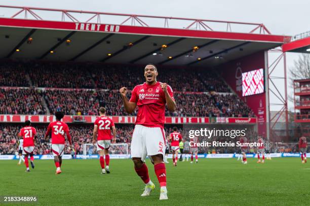 Murillo of Nottingham Forest celebrates the opening goal during the Premier League match between Nottingham Forest FC and Newcastle United FC at City...