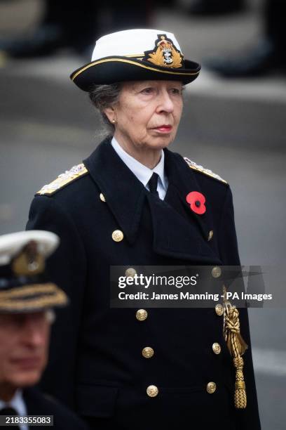The Princess Royal during the Remembrance Sunday service at the Cenotaph in London. Picture date: Sunday November 10, 2024.