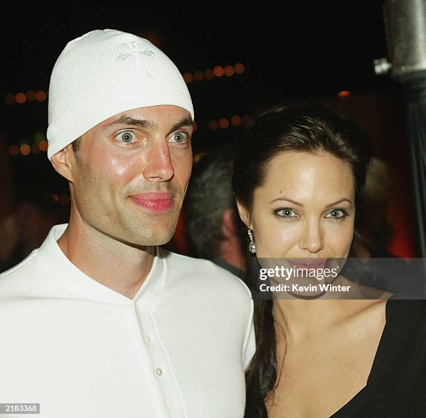Actress Angelina Jolie and her brother James Haven at the after-party for the premiere of "Lara Croft Tomb Raider: The Cradle of Life" on July 21,...
