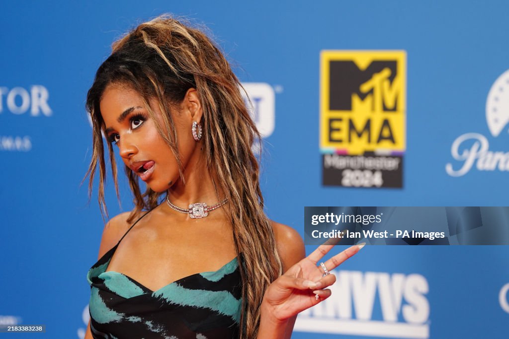 Tyla attending the MTV Europe Music Awards 2025 at the CoOp Live