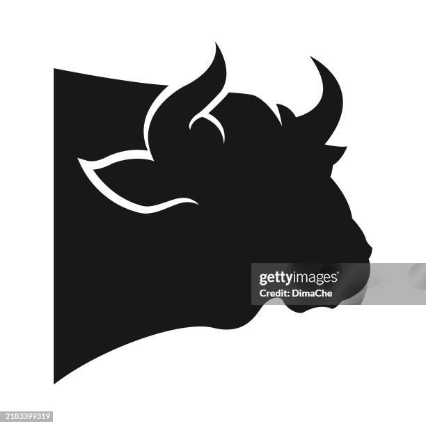 bull or cow head silhouette - cut out vector bull or cow icon, logo, sticker, badge - bison meat stock illustrations