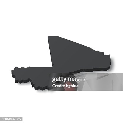 Mali - 3D black map on white background Mali - 3D black map on white background