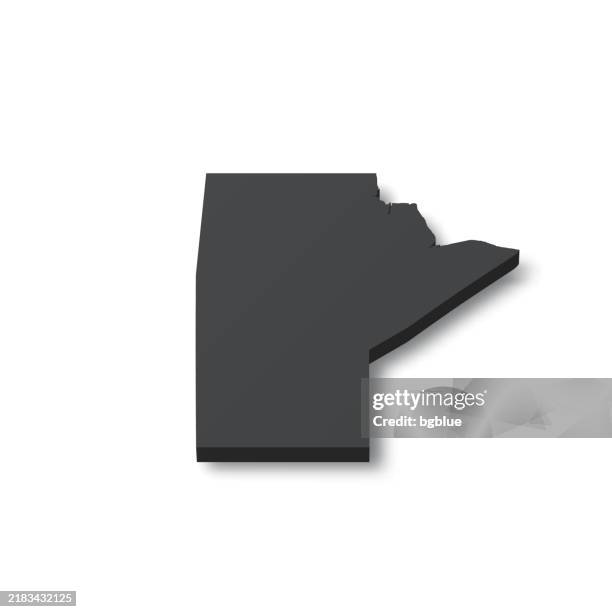 manitoba - 3d black map on white background - manitoba stock illustrations
