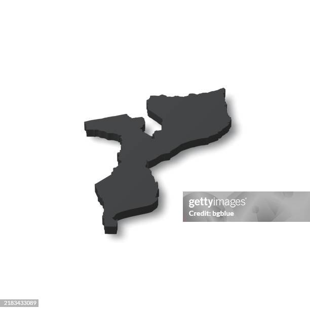 mozambique - 3d black map on white background - maputo mozambique stock illustrations
