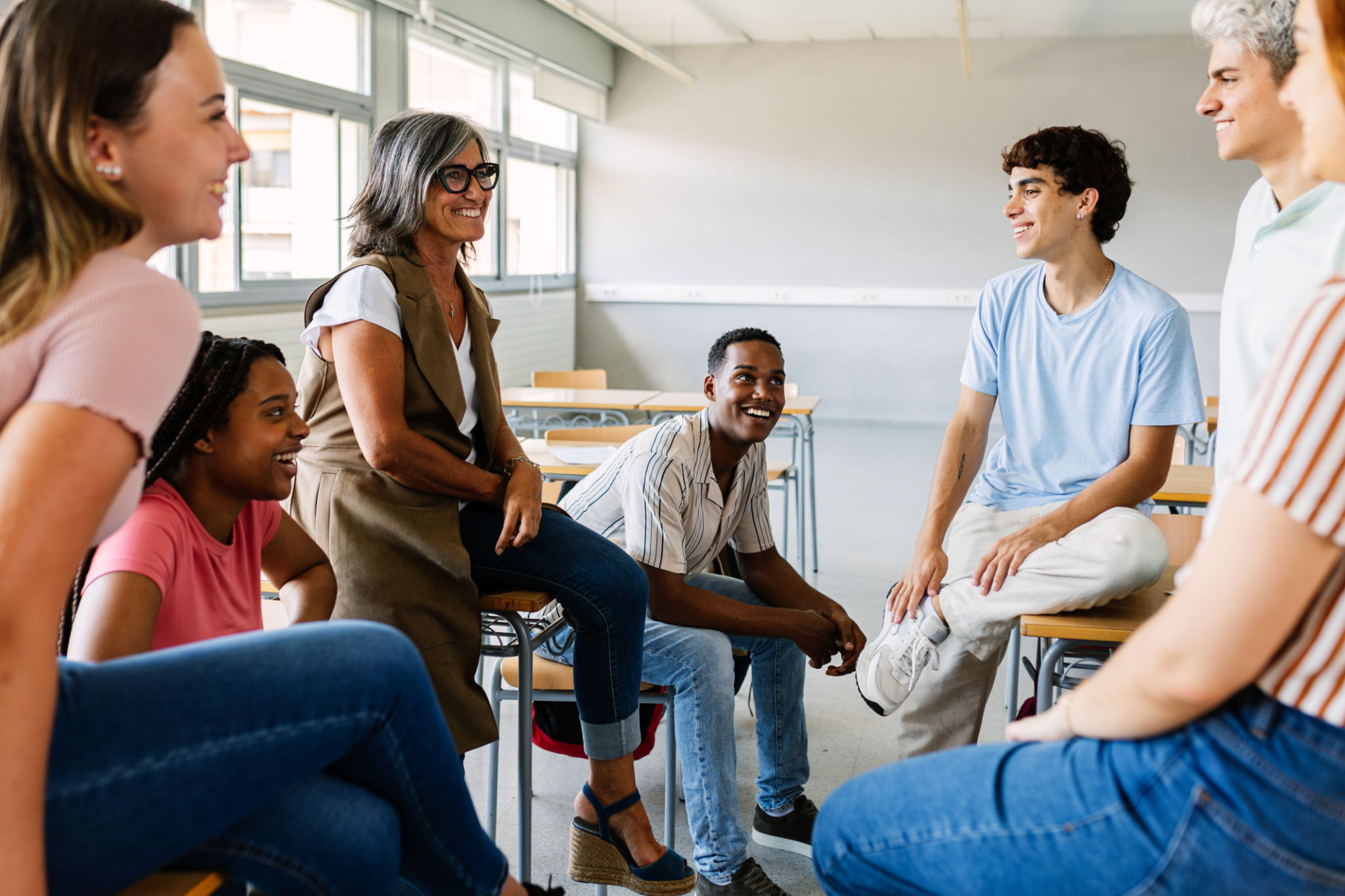 students discussing