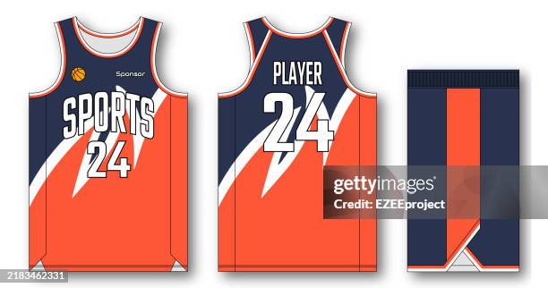 basketball tank top design template. jersey mockup. uniform jersey front and back view. - running vest stock illustrations