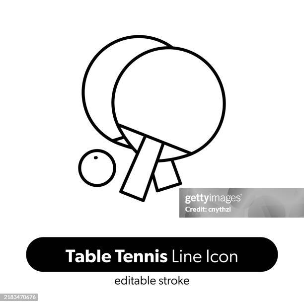 table tennis line icon. editable stroke vector icon. - table tennis stock illustrations